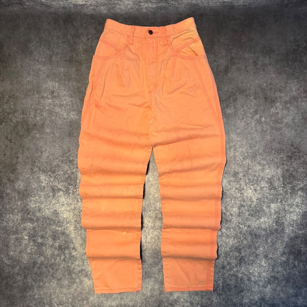 Vintage Wrangler 80s High Rise Western Tapered Jeans Peach Orange Women Size 7/8